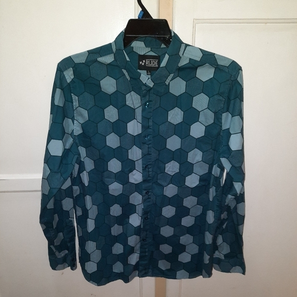 RUDE Men's Button-down Patterned Shirt - Picture 1 of 3